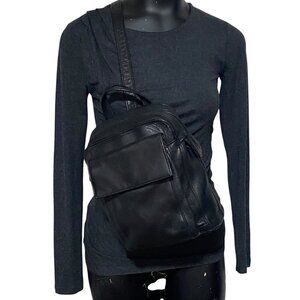 Tignanello Leather Backpack Crossbody Bag in Black